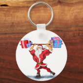 Kerstman Sleutelhanger Bodybuilder kerstman met ca (Voorkant)