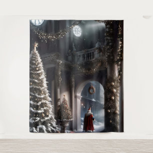 Kerstman sluipen weg Kerstmis Magic Wall Art Wandkleed