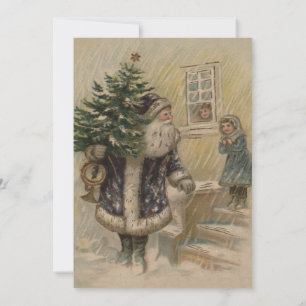 Kerstman Sneeuw Kerstboom Kaart