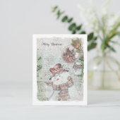 Kerstman Sneeuwman Feestdagenkaart (Staand voorkant)