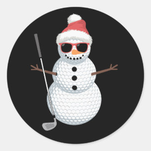 Kerstman Sneeuwman Golfbal Kerst Golfer Cadeau Ronde Sticker