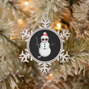 Kerstman Sneeuwman Golfbal Kerst Golfer Cadeau Tin Sneeuwvlok Ornament