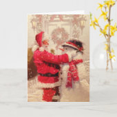 Kerstman Sneeuwman Kerstmis Oud Kaart (Gele Bloem)