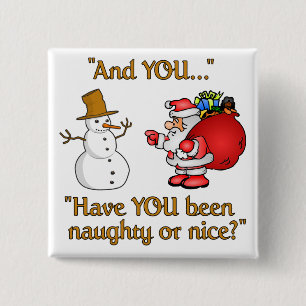 Kerstman & Sneeuwman knop Vierkante Button 5,1 Cm