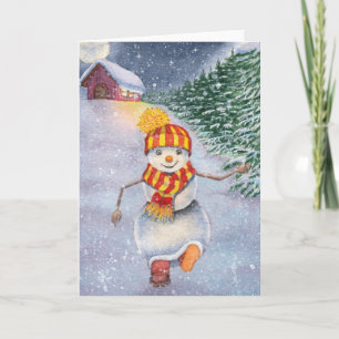 Kerstman sneeuwman lopend kaart