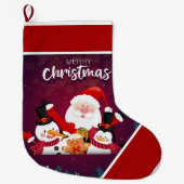Kerstman,Sneeuwman pinguïn grote Kerstmis kous Grote Kerstsok (Voorkant)