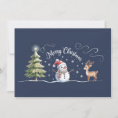 Kerstman Sneeuwman Rendier Kerstboom Winter Feestdagenkaart (Voorkant)