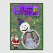 Kerstman & Sneeuwman Uw Foto Magnetische Kerstmis  (Voorkant)