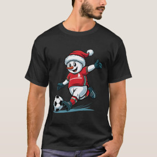 Kerstman Sneeuwman Voetbal Spelen Grappige Peuter T-shirt