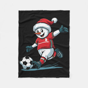 Kerstman Sneeuwman Voetbal Spelend Grappig Peuter Fleece Deken