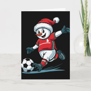 Kerstman Sneeuwman Voetbal Spelend Grappig Peuter Kaart