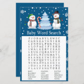 Kerstman Sneeuwpop Baby Shower Woordzoekspel (Voorkant / Achterkant)