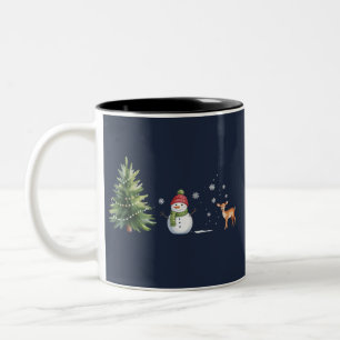 Kerstman Sneeuwpop Kerstboom Rendier Winter Seizoe Tweekleurige Koffiemok