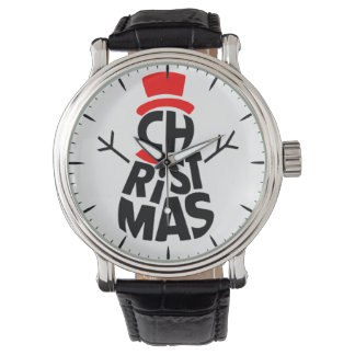 Kerstman Sneeuwpop Woordkunst Horloge