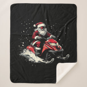 Kerstman Sneeuwscooter Motor Slede Funny Kerstmis Sherpa Deken