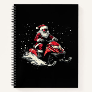 Kerstman Sneeuwscooter Motor Slede Grappige Kerstm Notitieboek