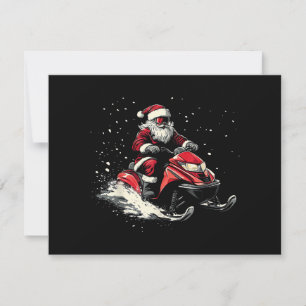 Kerstman Sneeuwscooter Motorslee Fun Kerstmis Feestdagenkaart