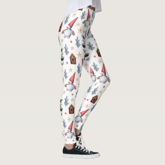 Kerstman Sneeuwvlokken Patroon Kerstmis Leggings (Rechts)