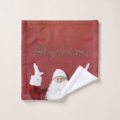 Kerstman,Sneeuwvlokken,Rood Bad Handdoek (Wasdoekje)