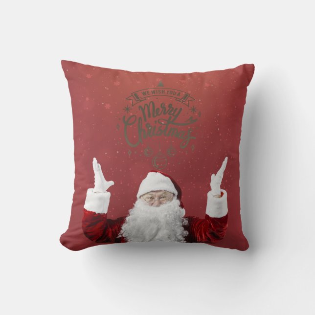 Kerstman,Sneeuwvlokken,Rood   Kussen (Voorkant)