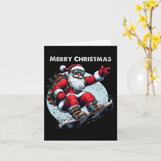 Kerstman Snowboarden Vrolijk Kerstfeest Winter Ho Kaart (Gele Bloem)