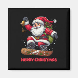Kerstman Snowboarden Vrolijk Kerstfeest Winter Ho Magneet