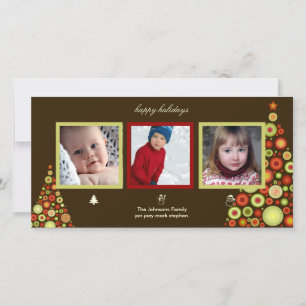 Kerstman, snowman en kerstboomfotokaarten feestdagenkaart