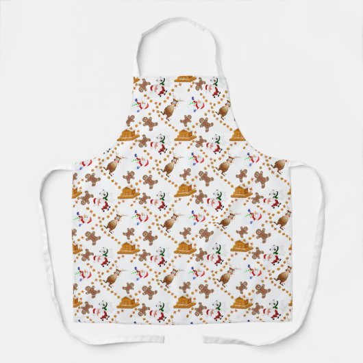 Kerstman, Snowman, Reindeer Kerstmis Schort (Voorkant)