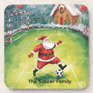 Kerstman Soccer Kerstfeest Bier Onderzetter