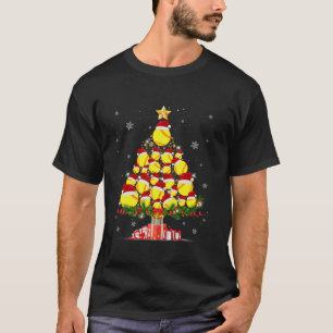 Kerstman Softbal kerstboom licht in sneeuw Softba T-shirt