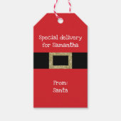 Kerstman speciale levering voor kinderen kinderen cadeaulabel (Voorkant)