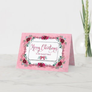 kerstman speciale vriend Burgundy Pink Flower Kaar Kaart