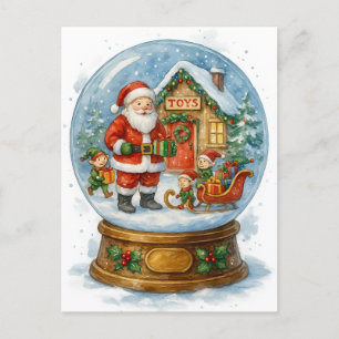 Kerstman Speelgoedwerkplaats Kerstsneeuwbol Postka Feestdagenkaart