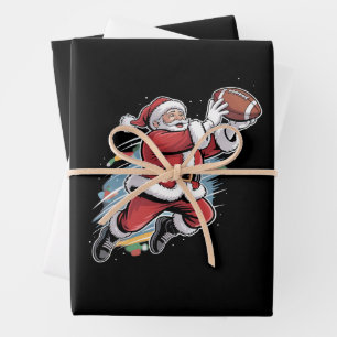 Kerstman speelt American Football Kerstmis Inpakpapier Vel