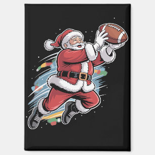 Kerstman speelt American Football Kerstmis Magneet