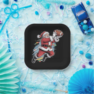 Kerstman speelt American Football Kerstmis  Papieren Bordje