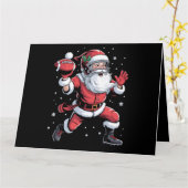 Kerstman speelt Amerikaans Football Kerst Kaart (Gele Bloem)