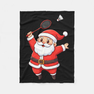 Kerstman speelt badminton Schattig badminton L Fleece Deken