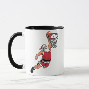 Kerstman speelt basketbal Kerstsportliefhebbers Mok