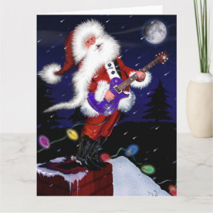 Kerstman Speelt Gitaar Kaart