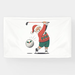 Kerstman speelt golf Kerstspeler Golfer Spandoek