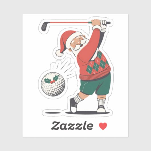 Kerstman speelt golf Kerstspeler Golfer Sticker (Vel)
