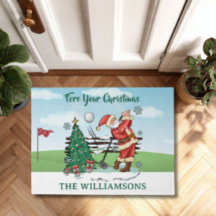 KERSTMAN SPEELT GOLF VOOR JE KERST DEURMAT