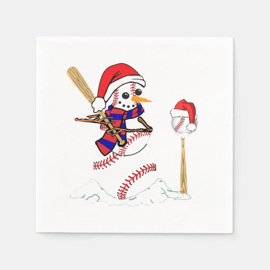 Kerstman speelt honkbal in de sneeuw servet (Voorkant)