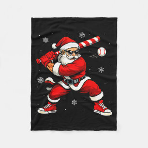 Kerstman speelt honkbal Kerstmis Funny Christmas H Fleece Deken