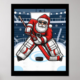 Kerstman speelt ijshockey keeper Kerstmis _1 Poster