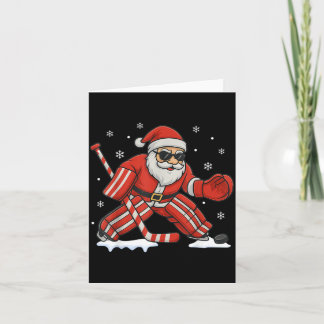 Kerstman speelt ijshockey keeper Kerstmis Kaart