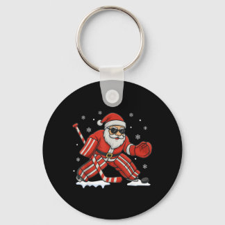 Kerstman speelt ijshockey keeper Kerstmis Sleutelhanger