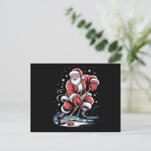 Kerstman speelt ijshockey Kerstmis Feestdagenkaart