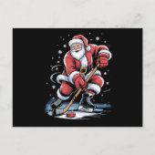Kerstman speelt ijshockey Kerstmis Feestdagenkaart (Voorkant)